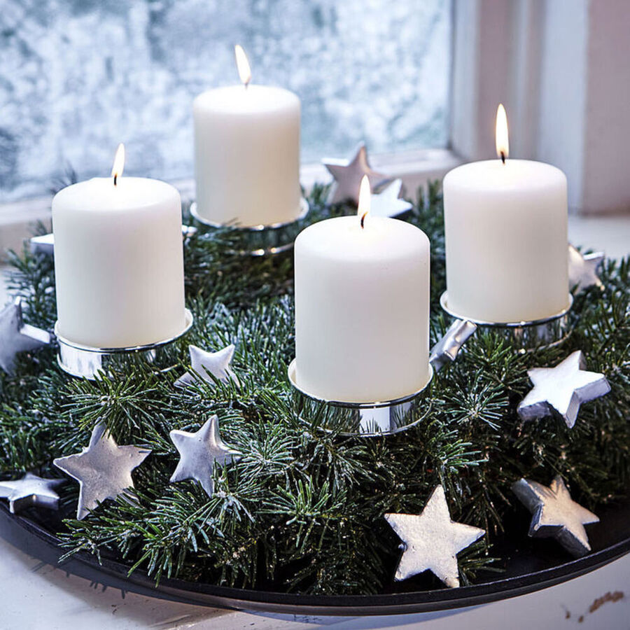 Versilberte Adventskranz-Kerzenhalter zum Stecken