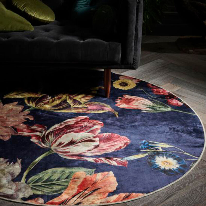 Weicher Velours-Teppich mit naturalistischem Blütendekor