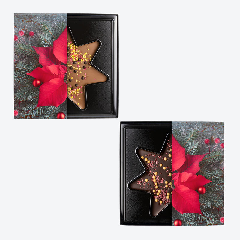 Weihnachtliche Schokoladentafeln in Sternform