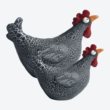 Produktbild fr ' Deko-Hhner in aufwendigem Craquel – 2er-Set, handbemalt'