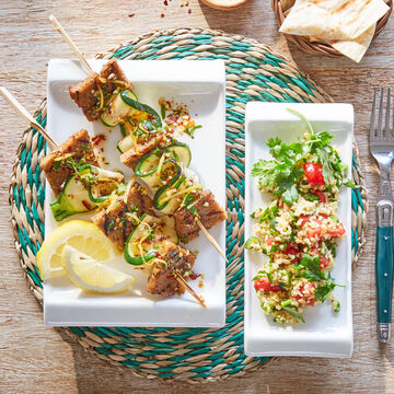 Produktbild für ' Seitan-Zucchini-Spieße mit Taboulésalat '