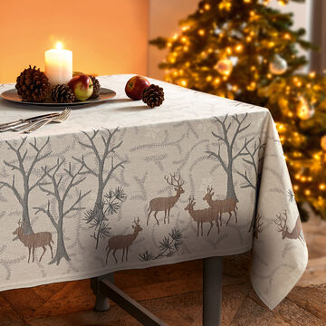 Produktbild für ' Tischdecken: Winterwald-Impressionen auf schwedischer Jacquard-Tischwäsche'
