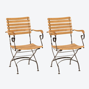 Produktbild f�r '2er-Set Garten-Klappstuhl aus Teakholz - wetterfest, zeitloses Design'