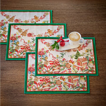 Produktbild fr '2er-Set Leinen-Tischsets Weihnachtsleckereien - 100 % Leinen, 37/48 cm'