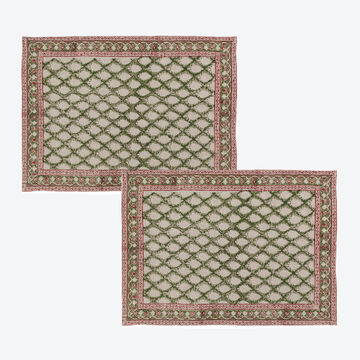 Produktbild fr '2er-Set Tischsets Zypressen - traditionelles Blockprint auf 100 % Leinen'