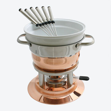 Produktbild für '3-in-1 Kupferfondue mit Porzellaneinsatz'