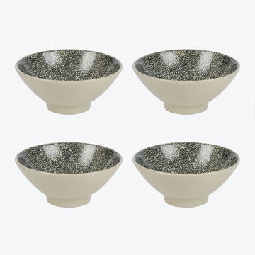 Produktbild fr '4er-Set Mslischalen, /H ca. 15,5/6,5 cm - Lambert Geschirr Kaori, Steinzeug, Schwarz-Wei, Krakelee-Optik, splmaschinenfest'