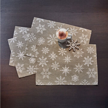 Produktbild fr '4er-Set Tischsets mit Glanzeffekt - mit Eiskristallen 35/50 cm'