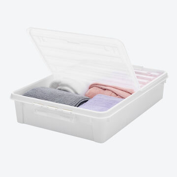 Produktbild fr 'Aufbewahrungsbox 60 l - praktische Unterbettkommode mit Rollen und faltbarem Deckel, B/H/T ca. 59/18,5/79 cm'