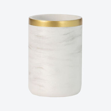 Produktbild für 'Becher in Marmor-Optik mit Golddetails, Badezimmeraccessoires, Zahnputzbecher'