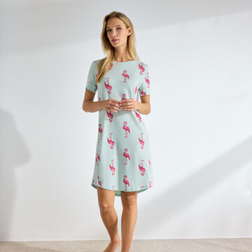 Produktbild f�r 'Damen-Nachtw�sche-Schlafshirt mit Flamingo-Allover'