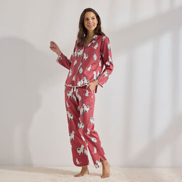 Produktbild f�r 'Damen-Pyjama mit Katzen-Motiv - Bordeaux, Gr��e 36-54'