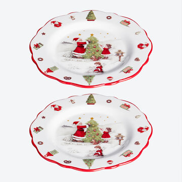 Produktbild für 'Dekorative Dessertteller mit traditionellem Weihnachtsdekor'