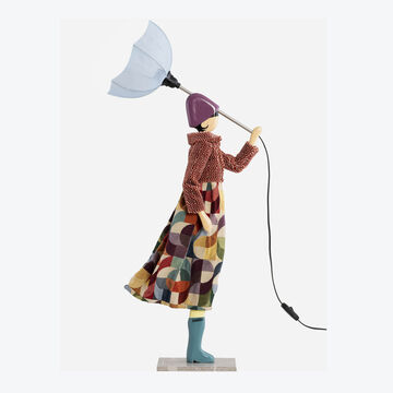 Produktbild fr 'Designer-Lampe Lampenmdchen - handgearbeitet in bordeaux-beige'