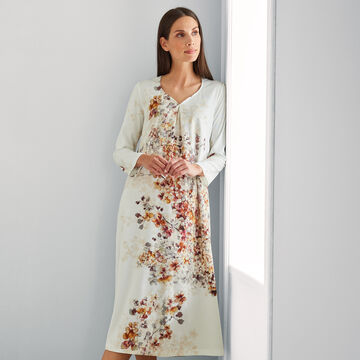 Produktbild für 'Dezent floral gemustertes Nachthemd aus atmungsaktiver Baumwolle, Nachtwäsche, Pyjama, Schlafbekleidung, Loungewear, Schlafanzug'