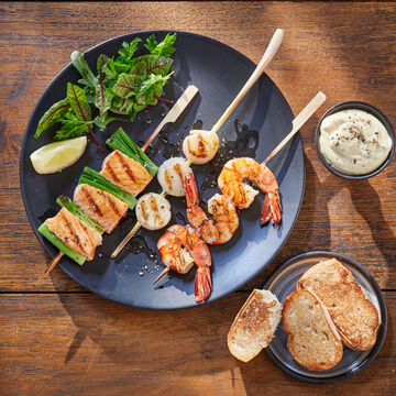 Produktbild für 'Drei Meeresfrüchte-Fisch-Spieße und Aioli'