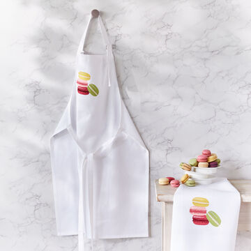 Produktbild für 'Edle Küchenschürze mit handappliziertem Macaron-Motiv'