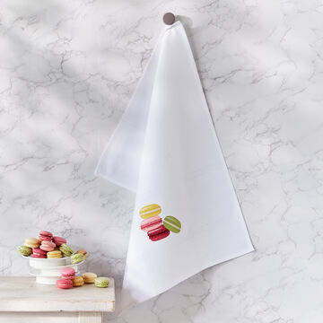 Produktbild für 'Edles Küchentuch mit handappliziertem Macaron-Motiv'