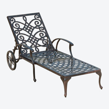 Produktbild für 'Elegante Gartenliege aus 100 % wetterfestem Aluguss, Rollliege, Sonnenliege, Relaxliege, Liegestuhl'