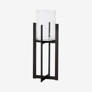 Produktbild für 'Elegantes Bodenwindlicht mit Glaseinsatz, Windlicht, Kerzenhalter, Kerzenständer, Gartenwindlicht'
