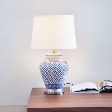 Produktbild für 'Eleganz im Ming-Stil: Handbemalte Keramik-Tischlampe'
