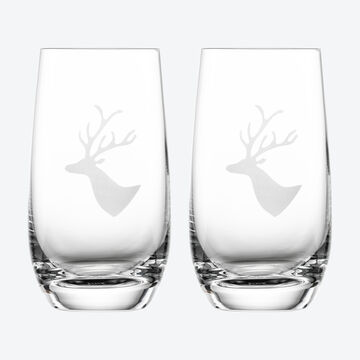Produktbild für 'Erstklassige Kristall-Wassergläser mit alpinem Hirsch-Dekor'