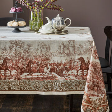 Produktbild für 'Exquisite Toile-de-Jouy Tischdecke aus edlem Leinen'