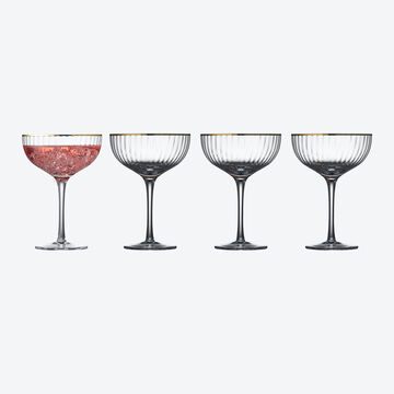 Produktbild für 'Exquisite Vintage-Cocktailglas und -Sektschale mit elegantem Goldrand'