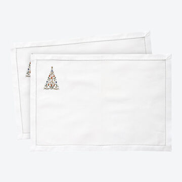 Produktbild für 'Feine, handbestickte Tischsets mit Tannenbaum-Motiv, Tischdecke, Serviette, Tafeldecke'