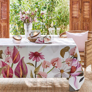 Produktbild für 'Florale Tischdecke mit Fleckschutz aus sizilianischer Traditionsweberei'