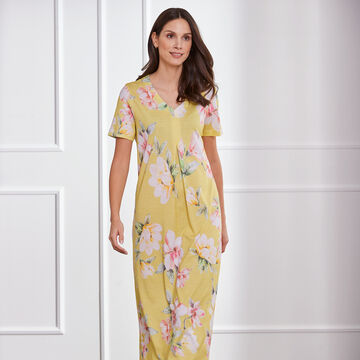 Produktbild für 'Florales Midi-Nachthemd aus luftigem Materialmix, Nachtwäsche, Schlafbekleidung'