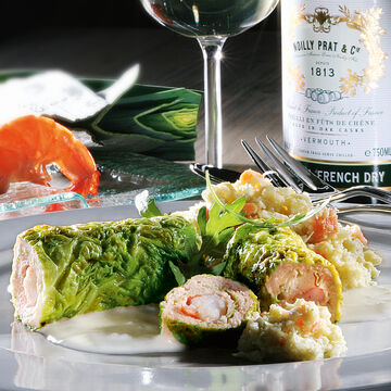 Produktbild für 'Garnelen-Wirsing-Cannelloni mit Noilly-Prat-Weisswein-Sauce'