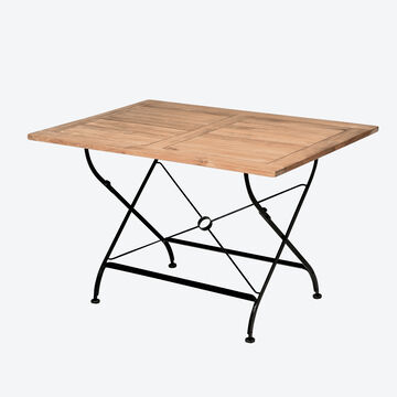 Produktbild fr 'Gartentisch klappbar aus Eisen & Teak – Rechteckig'