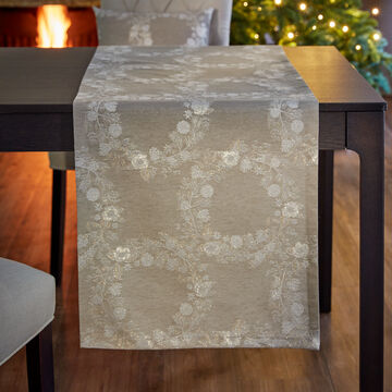 Produktbild für 'Glanzvoller Jacquard-Tischläufer mit Kranzmotiv'