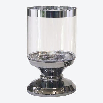 Produktbild für 'Glas-Windlicht in edler Silberoptik, Teelicht, Windlichtglas, Tischdeko'