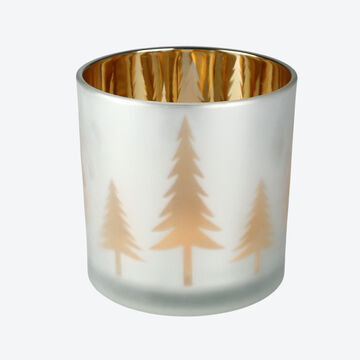 Produktbild für 'Glas-Windlicht mit Tannen-Motiv, Ø 20 x 20 cm h'