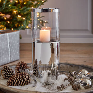 Produktbild für 'Glas-Windlicht silbern modern'