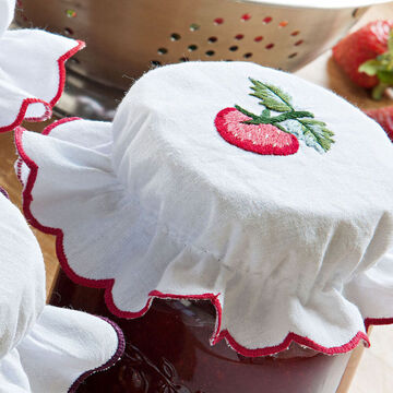 Produktbild für 'Großmutters handbestickte Marmeladen-Deckelhütchen'