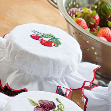 Produktbild für 'Großmutters handbestickte Marmeladen-Deckelhütchen'