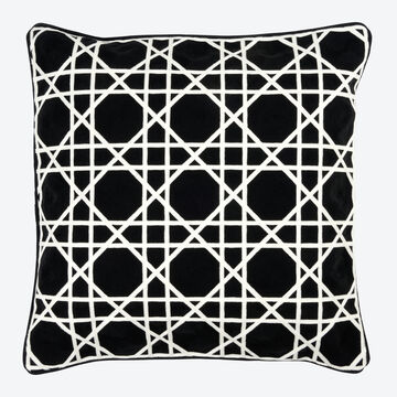 Produktbild fr 'Handbestickes Lambert-Kissen Victor - 50x50 cm, schwarz/wei'