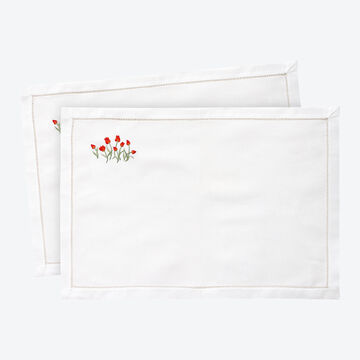 Produktbild für 'Handbestickte Hohlsaum-Tischsets mit feinen Tulpen, Platzsets'