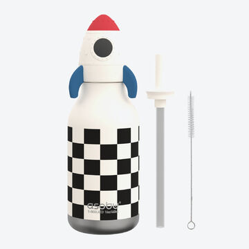 Produktbild fr 'Isolierte Kindertrinkflasche Rakete mit Strohhalm, 460 ml'