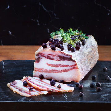 Produktbild für 'Italienische Wacholder-Pancetta - würziger Bauchspeck'