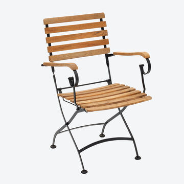 Produktbild für 'Klappbarer Gartenstuhl aus wetterbeständigem Eisen und Teak'