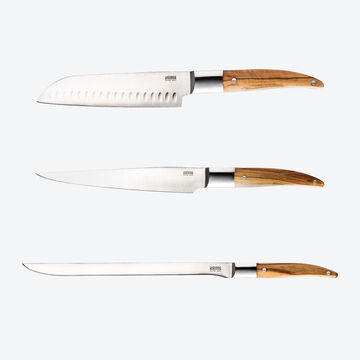 Produktbild f�r 'Laguiole Messerset 3-tlg. - Santoku-, Tranchier- & Schinkenmesser'