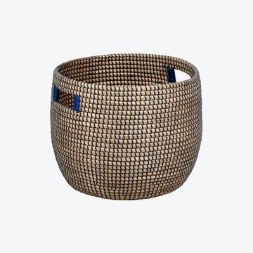 Produktbild fr 'Lambert Korb Trian - Seegras, /H ca. 36/31 cm, Natur/ Blau'