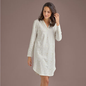 Produktbild fr 'Nachthemd - 100 % Baumwolle, Interlock-Jersey, Sternenmuster Gold auf Creme'