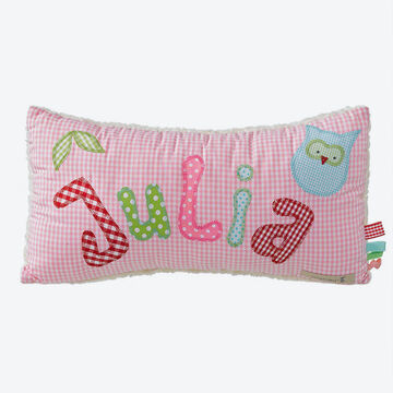 Produktbild für 'Namenskissen Eule rosa als persönliches Geschenk zu Geburt, Taufe oder Geburtstag'