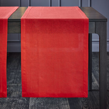 Produktbild fr 'Roter Basic-Tischlufer aus reinem Leinen'