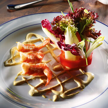 Produktbild für 'Salatstrauss mit Garnelen und Noilly-Prat-Senfmayonnaise'